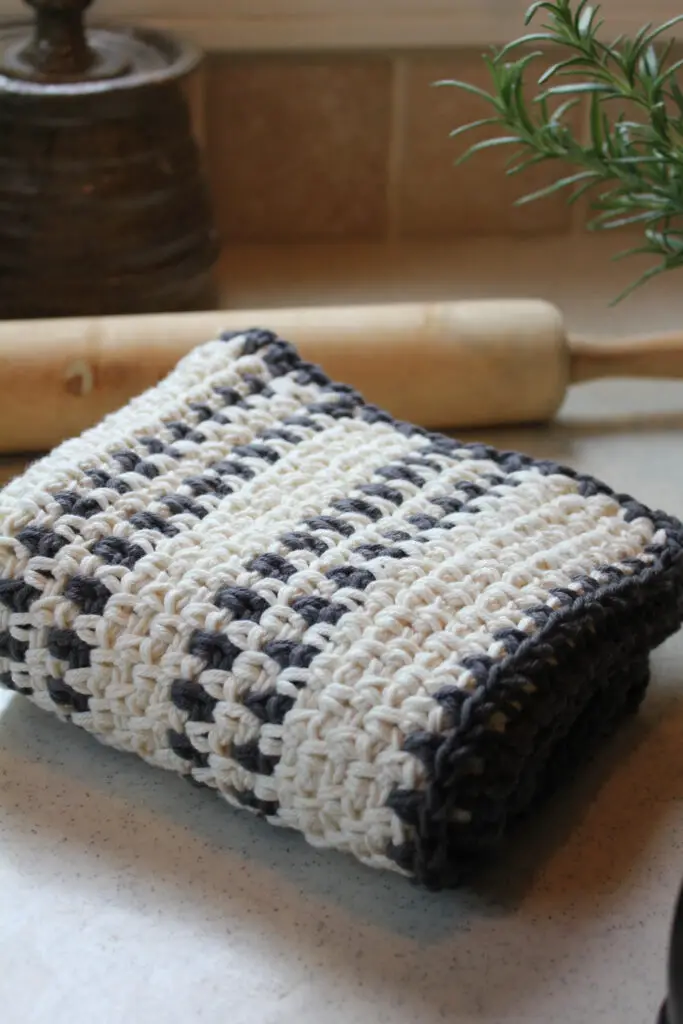 Modern Farmhouse Dish Towel Free Crochet Pattern