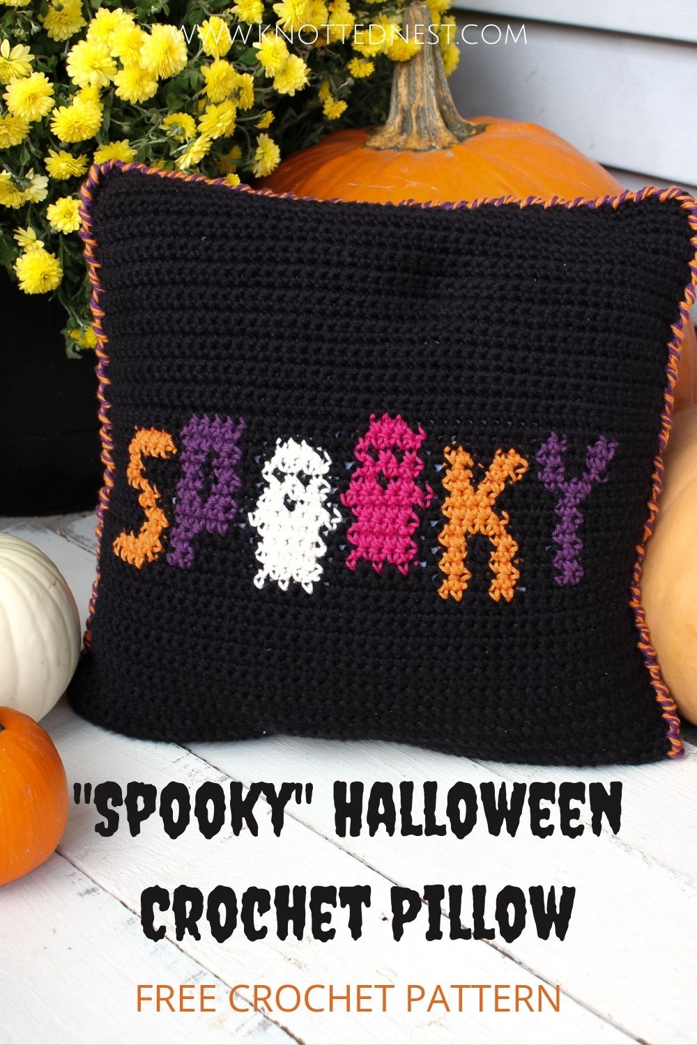 Spooky Halloween Crochet Pillow | Free Crochet Pattern