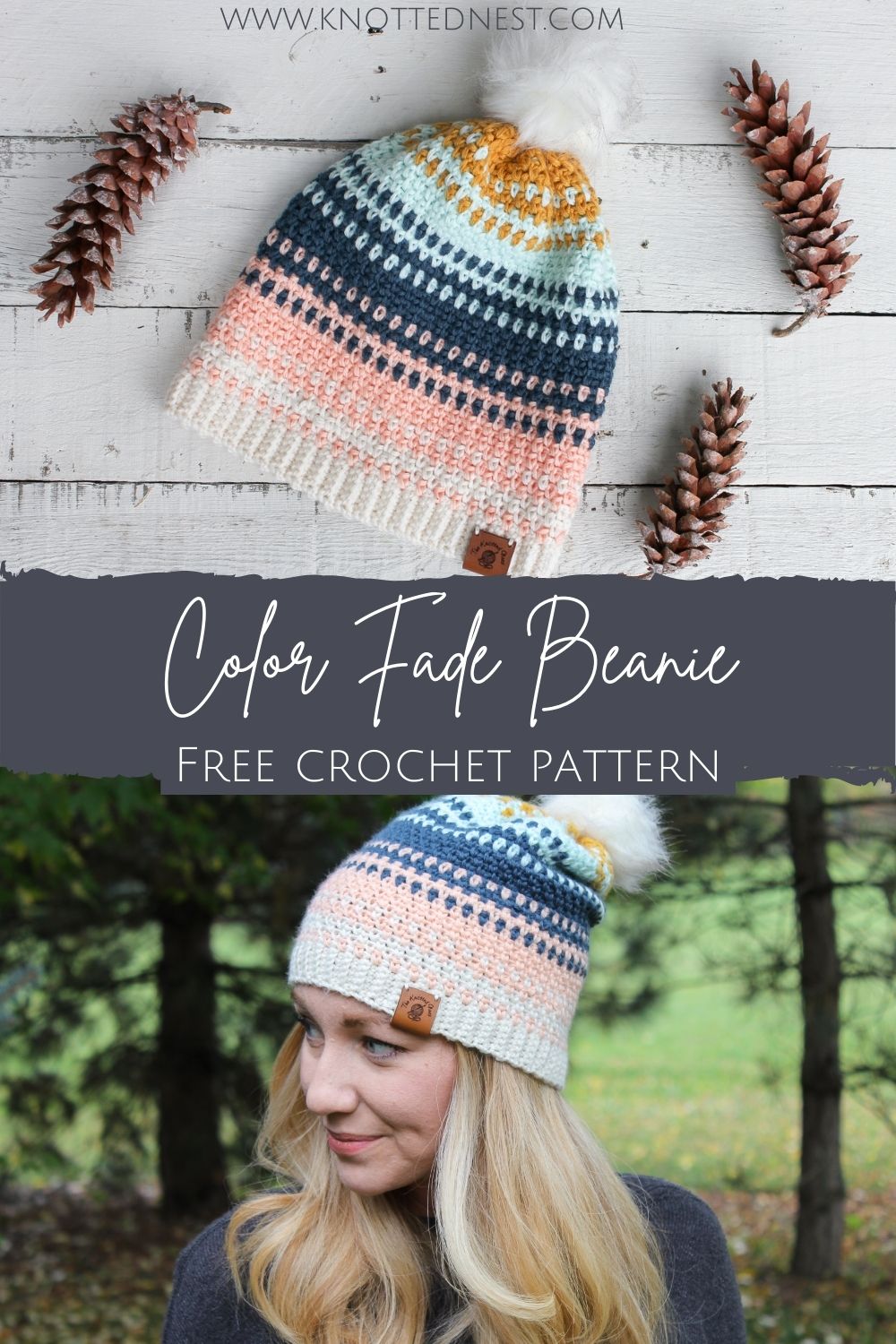 The Color Fade Beanie | Free Crochet Hat Pattern - The Knotted Nest