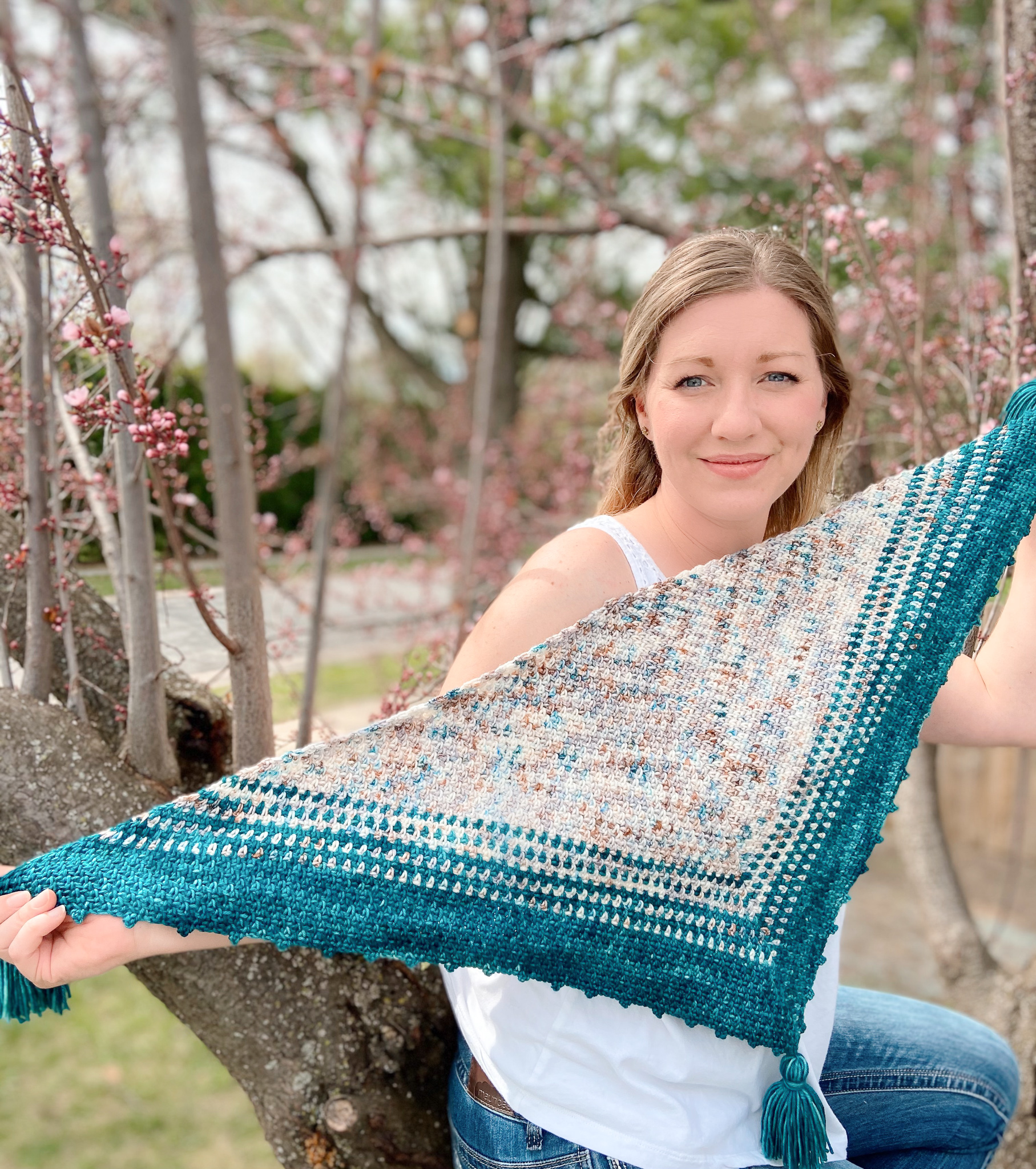 Brooklyn Crochet Triangle Scarf Free Pattern - The Knotted Nest