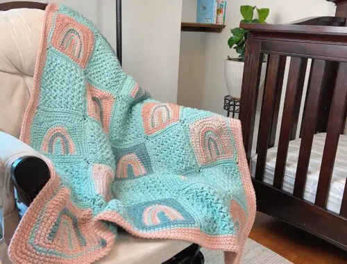Rainbow Squares Crochet Baby Blanket Free Pattern