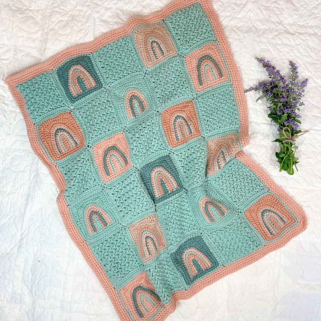 Rainbow Squares Crochet Baby Blanket Free Pattern