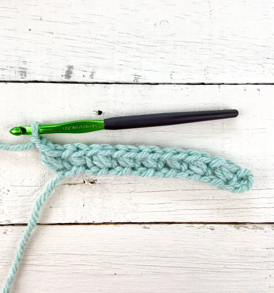 Row 1 of mini bean stitches