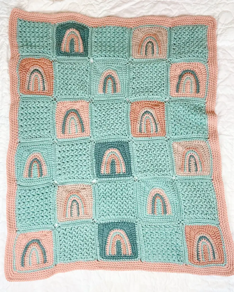 Rainbow Squares Crochet Baby Blanket Free Pattern