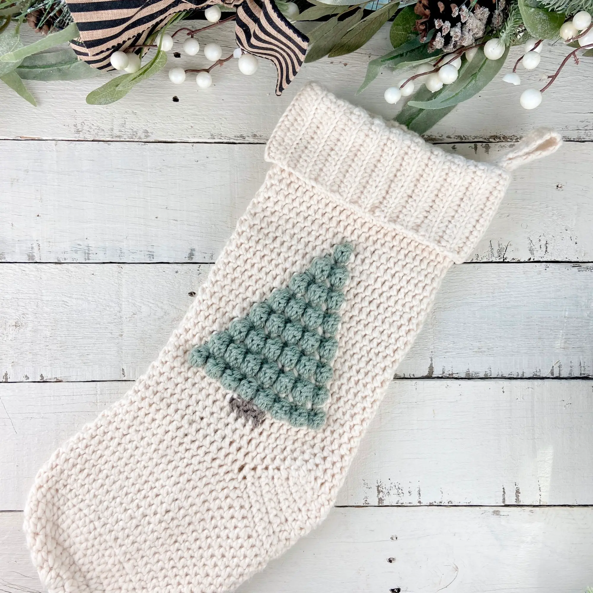 Crochet Christmas Tree Stocking Free Pattern