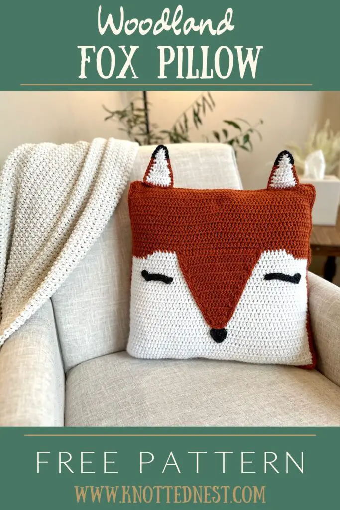 Pin the Woodland Fox Pillow Free Crochet Pattern
