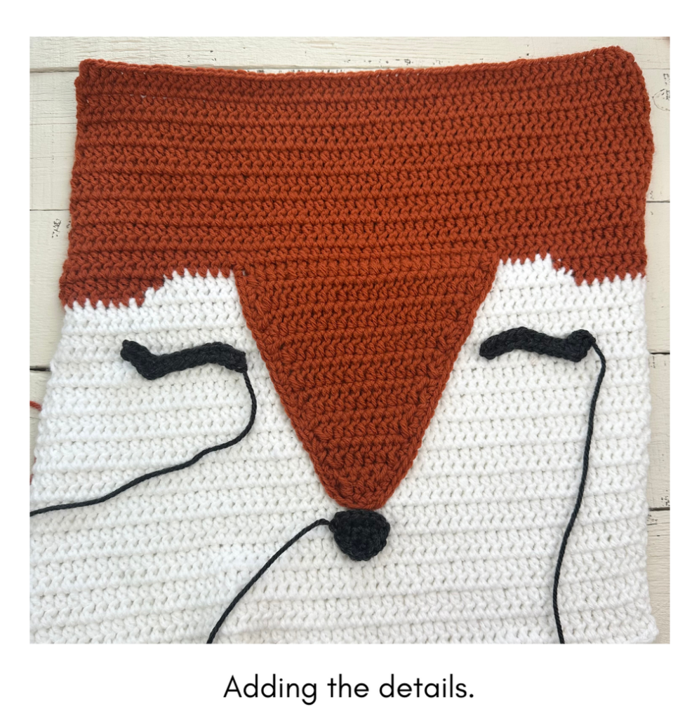 placement for where to attach the nose and two eyes to the front of the pillow panel