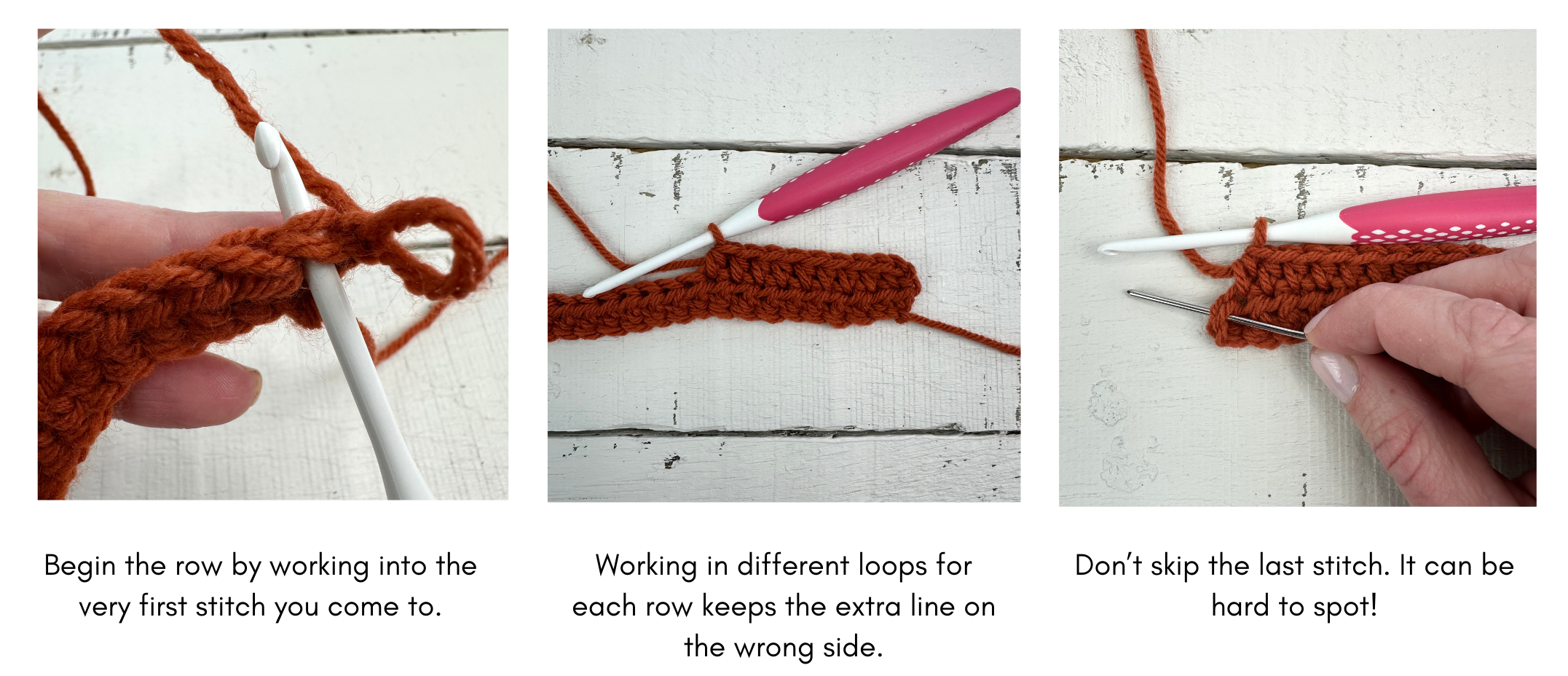 finding the first and last hdc stitches