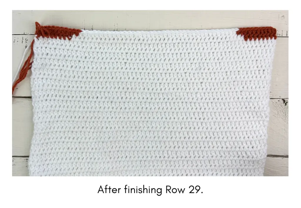 The color changes after Row 29