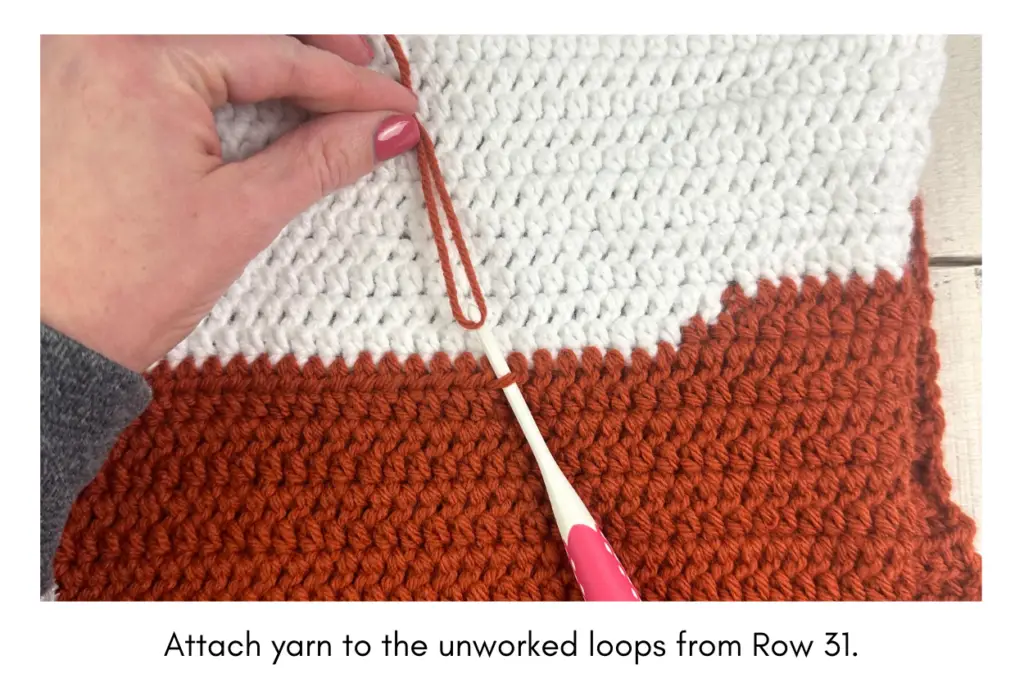 Attaching the snout to the middle of the pillow panel