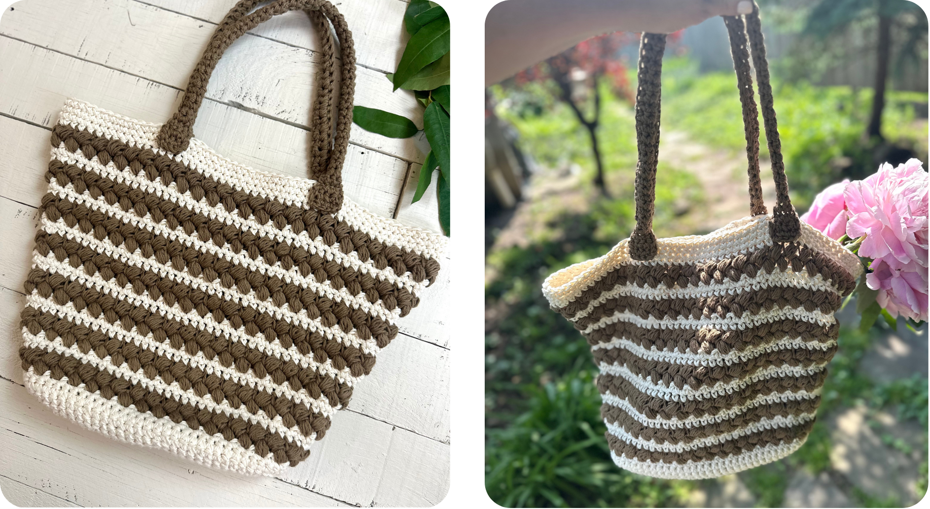 finished crochet tote bag