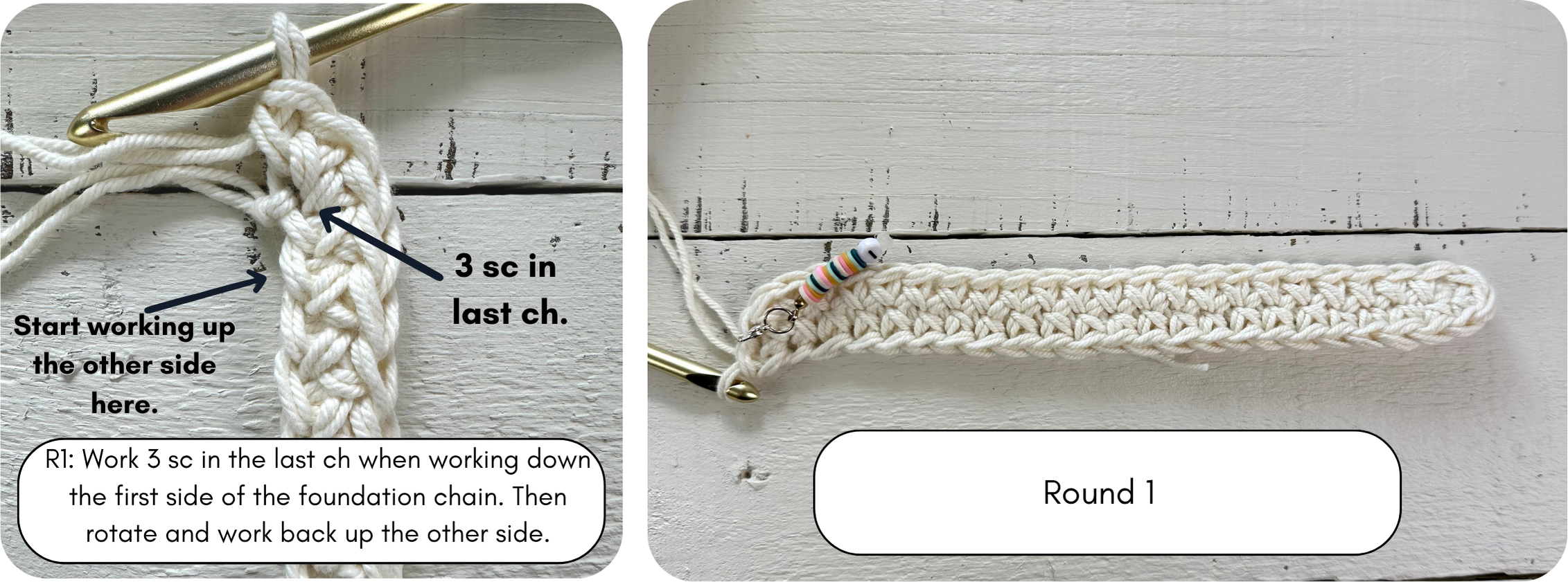 How to crochet around the foundation chain