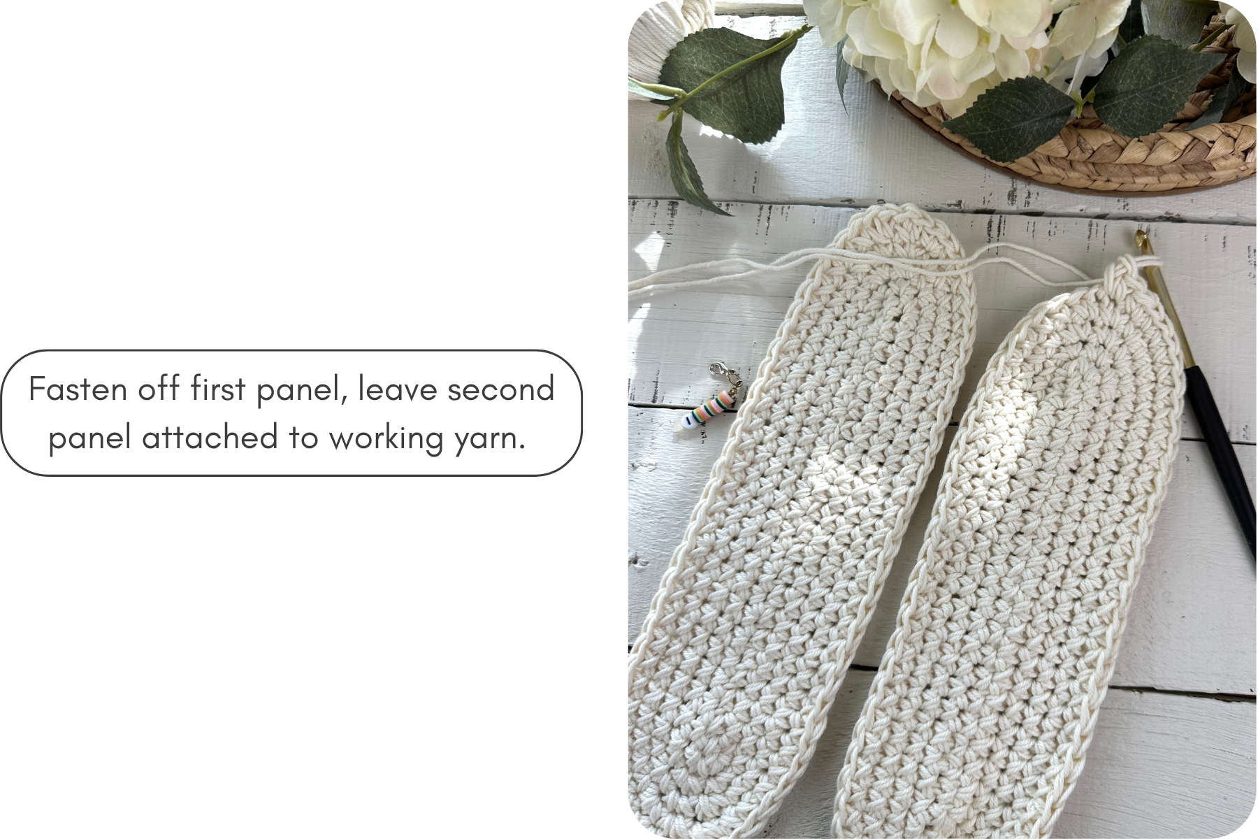 two crochet base panels for the tote bag
