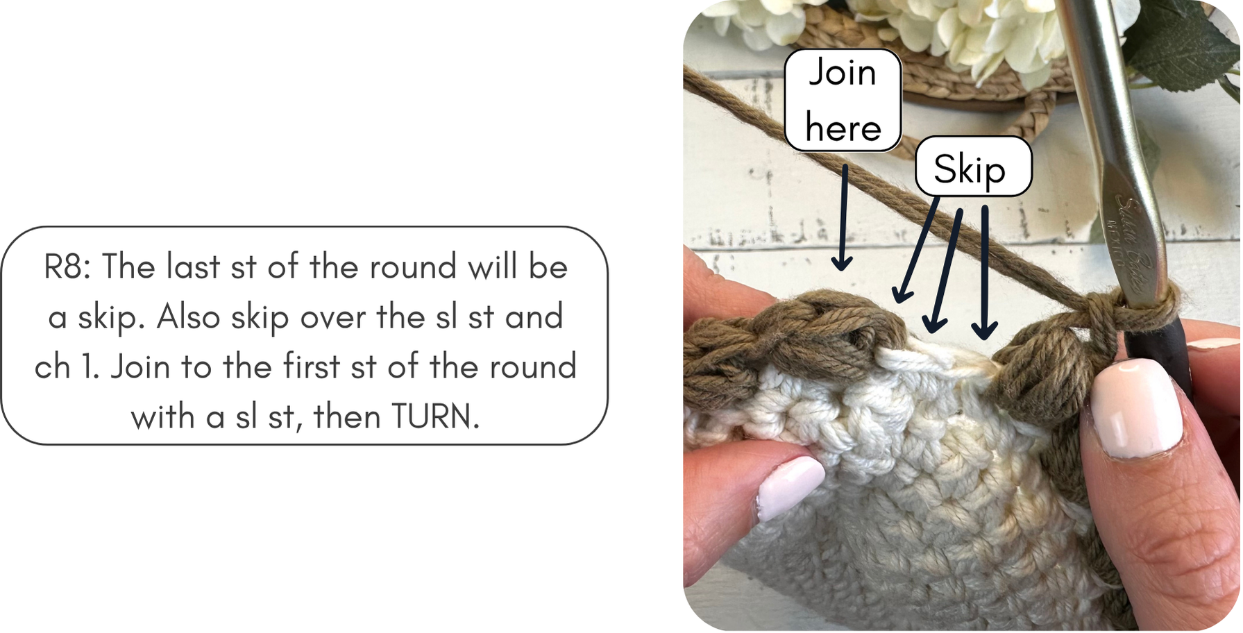 How to join the round of puff stitches