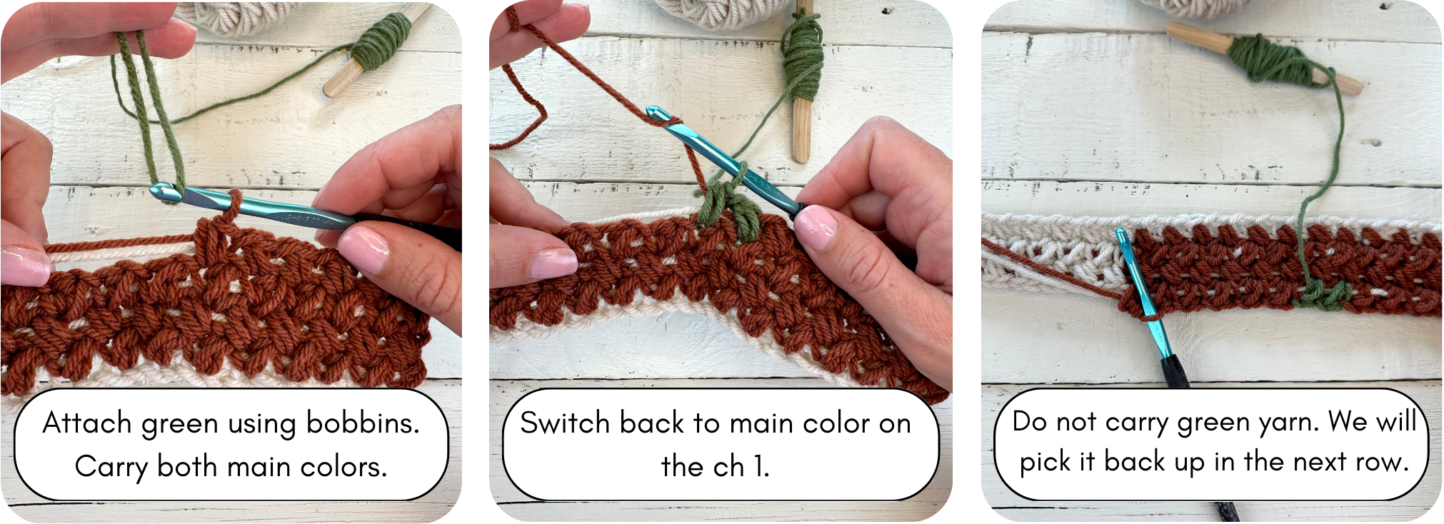 how to use bobbins for the crochet pumpkin blanket