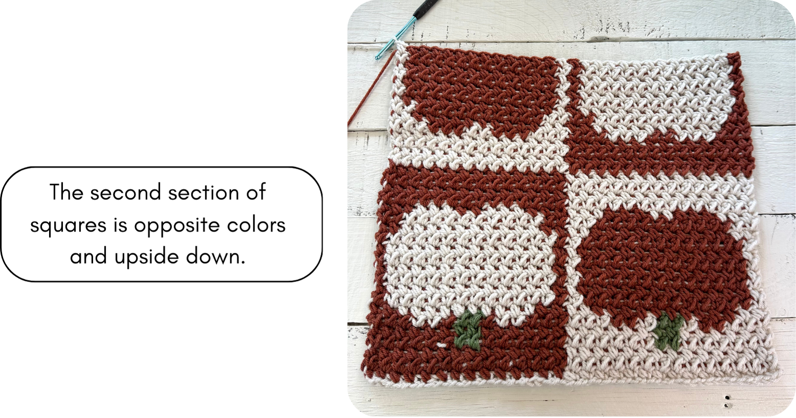 crocheted pumpkin squares throw blanket
