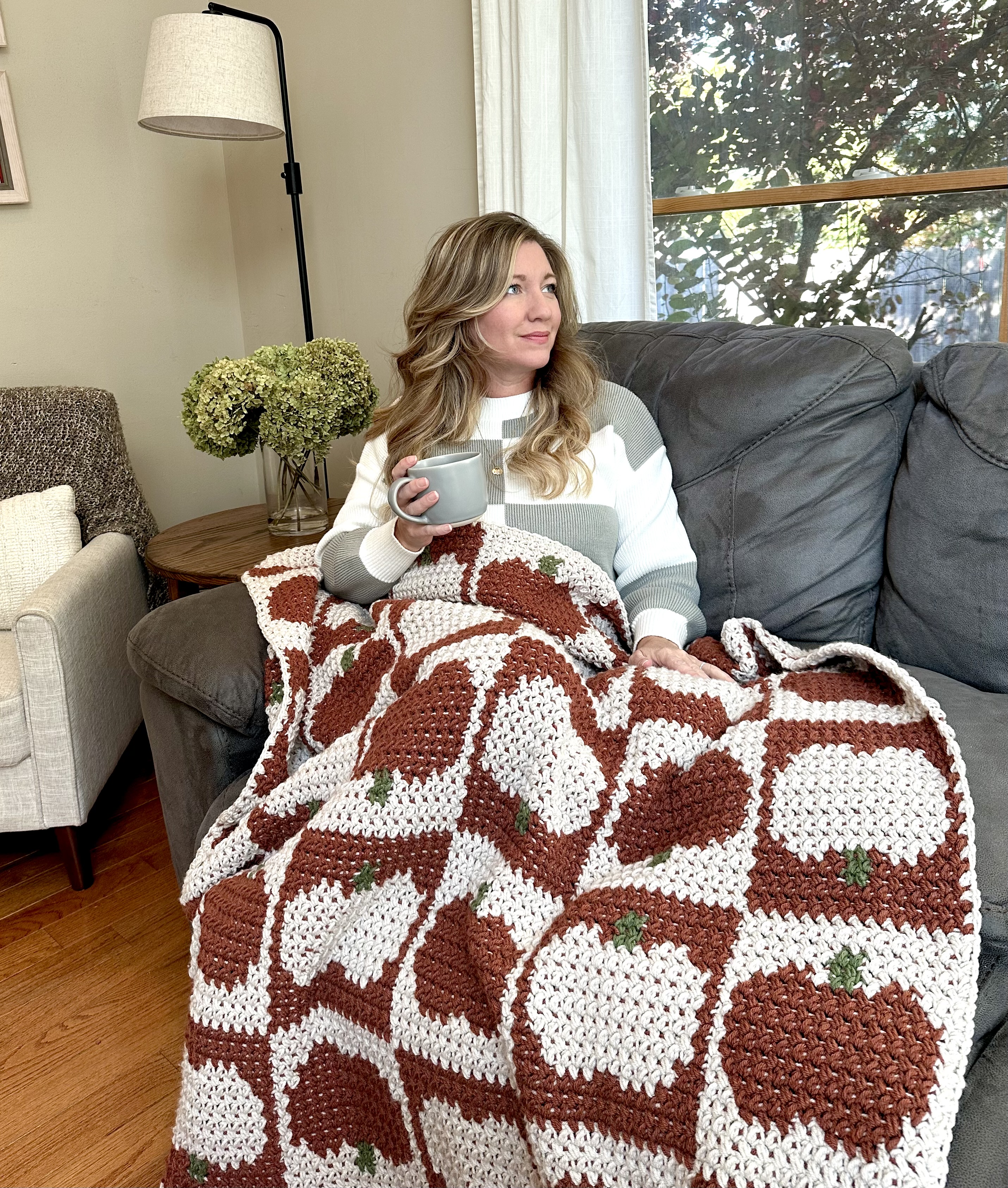 pumpkin squares throw blanket