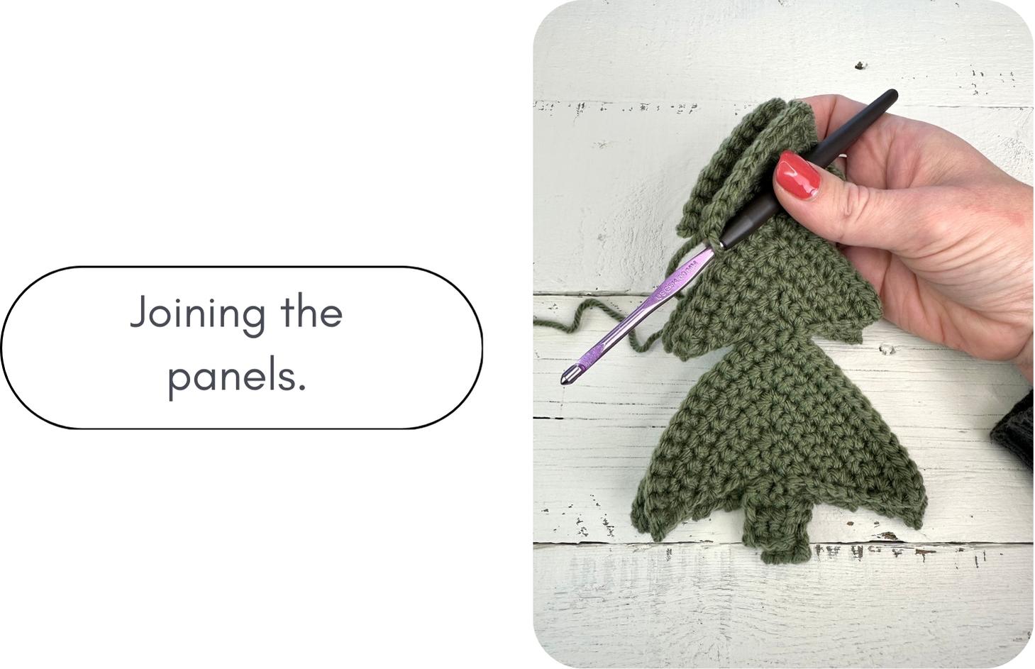 joining the crochet christmas tree panels