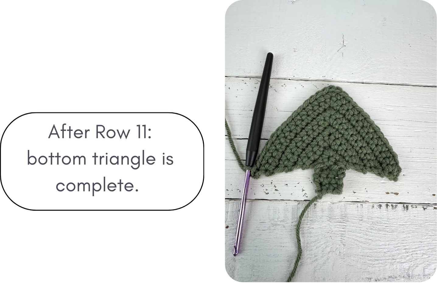 finished bottom triangle of crochet christmas tree