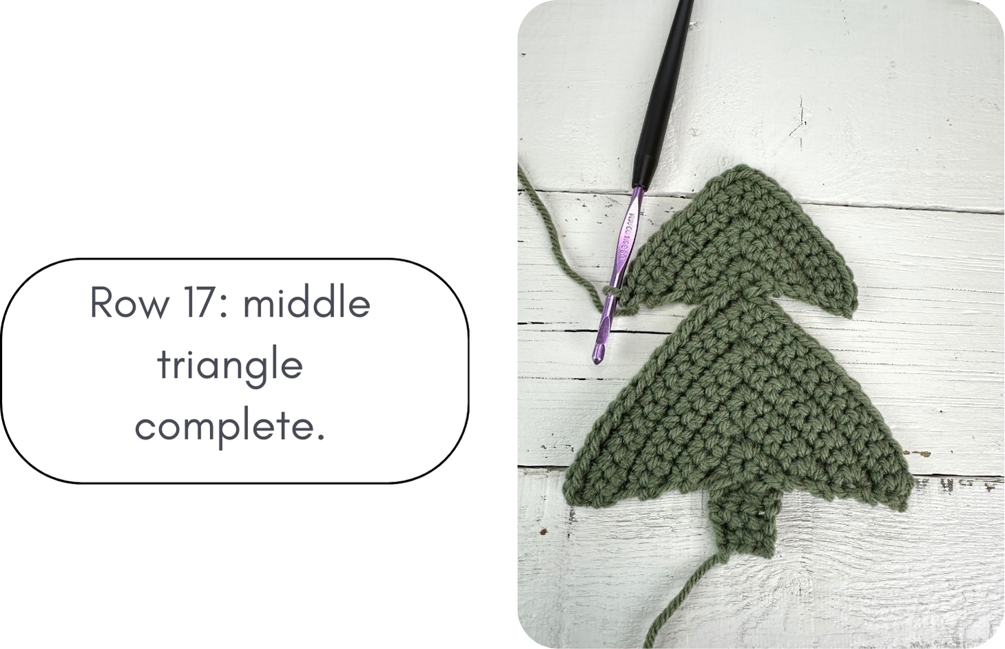 finishing the middle triangle of the crochet christmas tree
