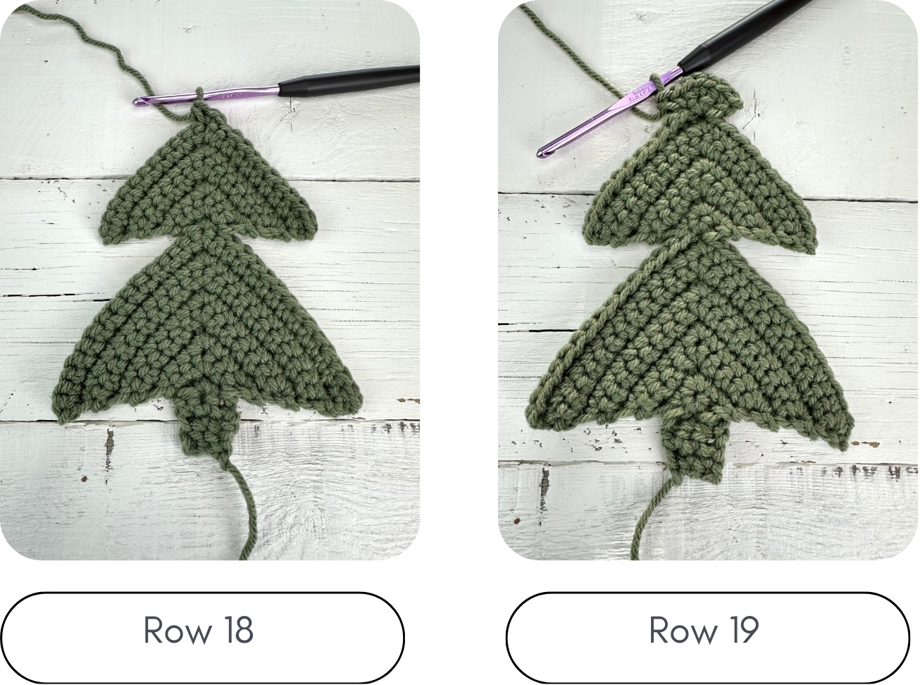 starting the top triangle of the christmas tree