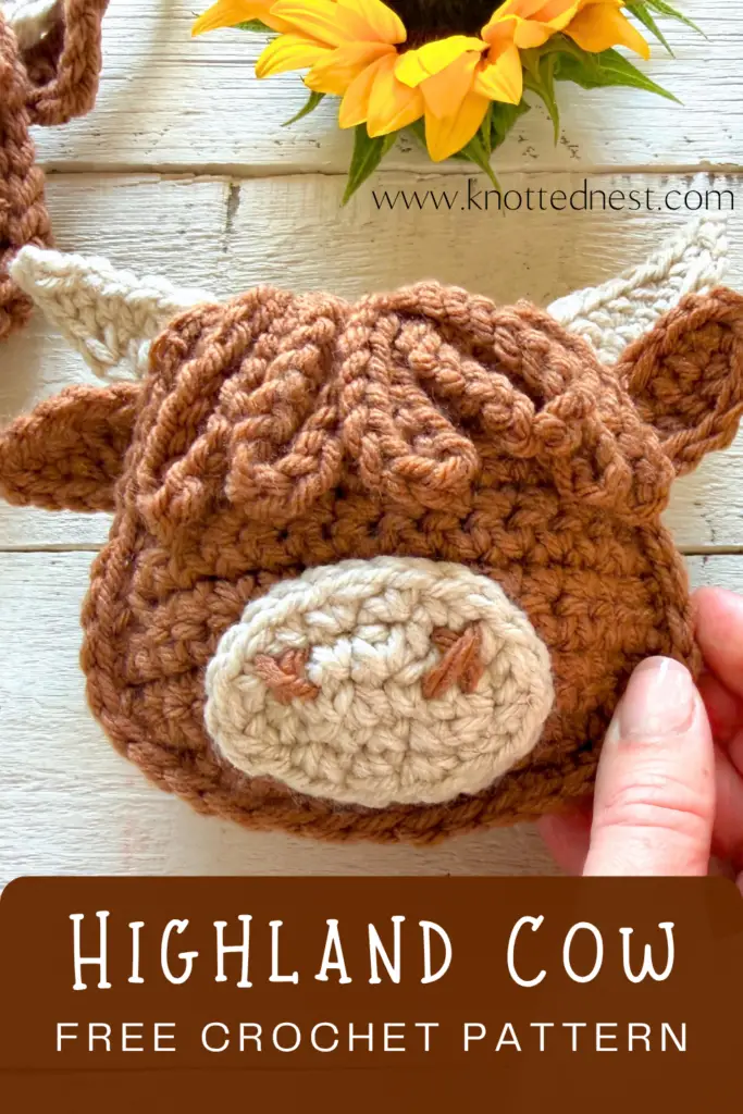 brown crochet highland cow head